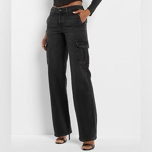 Express Washed Black Cargo Jeans